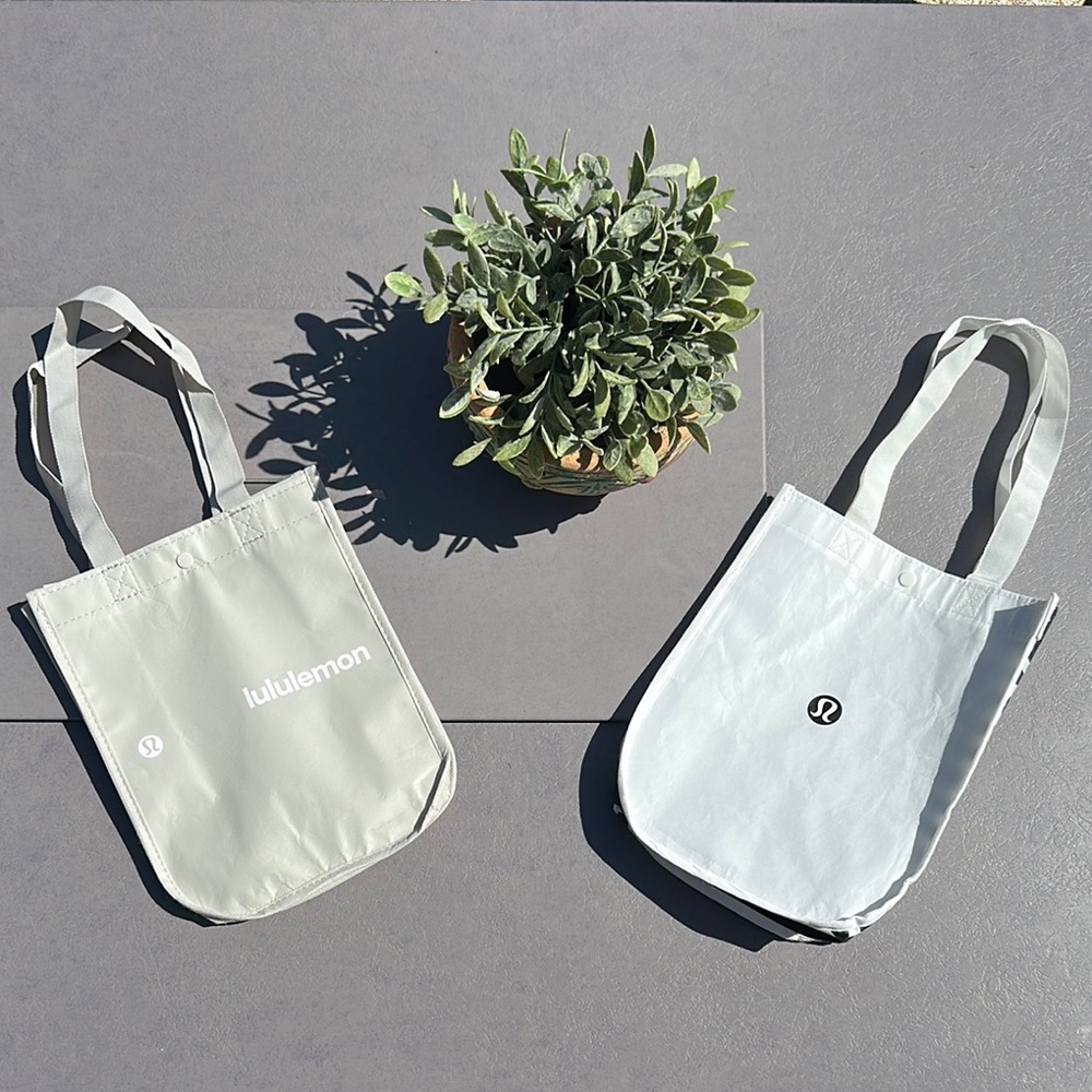 NWOT Lululemon Tan & White Tote Bags